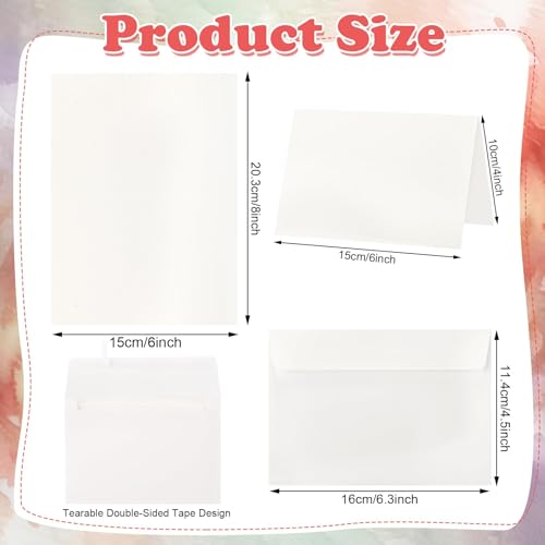 ProSuites 70 Sets Blank Watercolor Cards with Envelopes, 140lb/300GSM Cotton Watercolor Paper Cards, 4 x 6 in Foldable Watercolor Postcards with Envelopes for Greeting Cards Birthday Wedding Invitations - Image 2