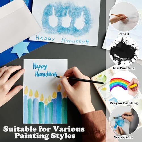 ProSuites 70 Sets Blank Watercolor Cards with Envelopes, 140lb/300GSM Cotton Watercolor Paper Cards, 4 x 6 in Foldable Watercolor Postcards with Envelopes for Greeting Cards Birthday Wedding Invitations - Image 5