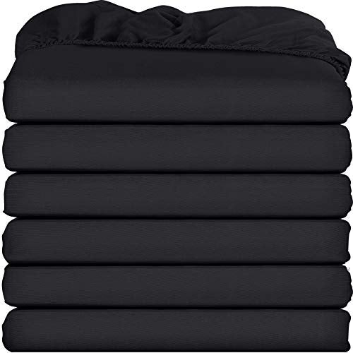 Utopia Bedding Twin Fitted Sheets Bulk Pack of 6 Bottom Sheets Soft Brushed Microfiber Deep Pockets Shrinkage Fade Resistant Easy Care Black
