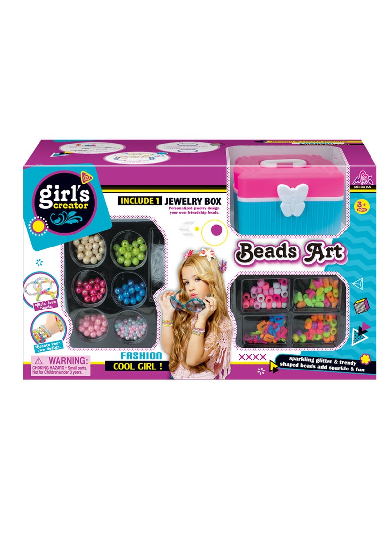 Mei Bo Kai - Beads Art Jewelry Making Kit for Kids – DIY Craft Set with Jewelry Box and Colorful Beads - Image 1