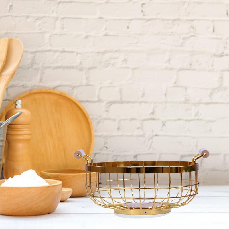 YORWAN Label Wire Fruit Vegetable BasketStorage Basket for Snacks Candy Households Items Modern Fruit Storage Stand for Kitchen Living Room Countertop Large Round Bowl_Gold - Image 2