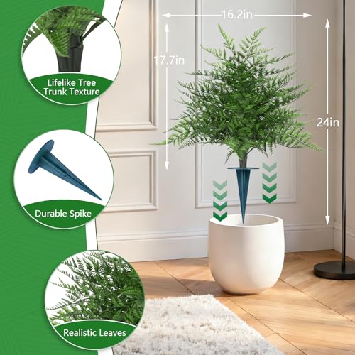 Grooy Artificial Fern Topiary Ball with Ground Spike, Set of 2 Realistic Boston Fern Plants Shrub, Fake UV Resistant Evergreen Bushes Tree for Porch Garden Indoor Outdoor Decor - Image 5