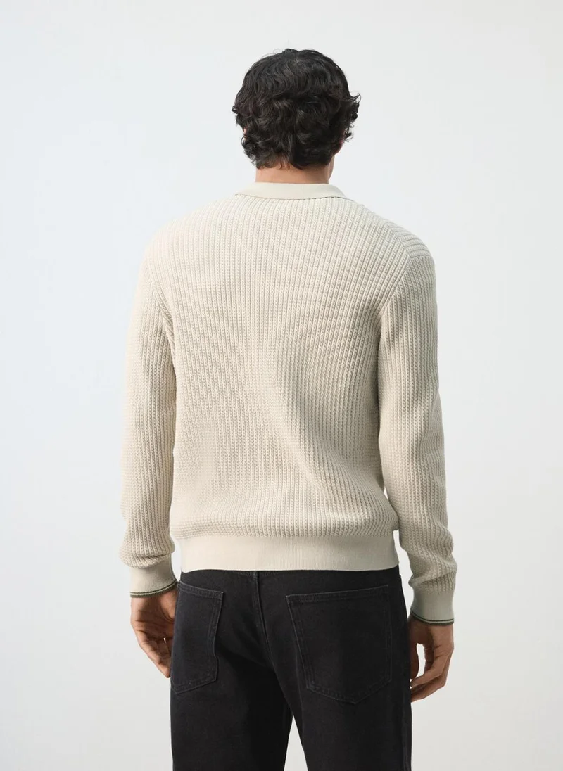 مانجو مان كنزة محبوكة بضفائر من مزيج القطن