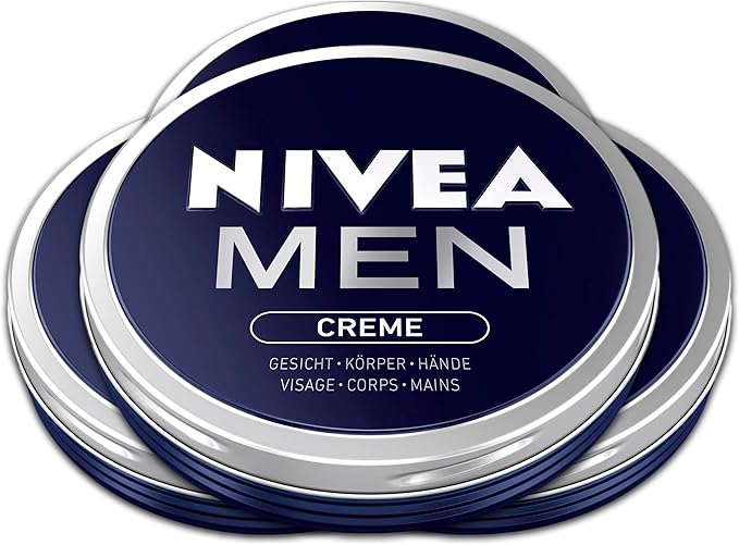 Nivea كريم نيفيا للرجال عبوة من 5 5 × 150 مل كريم مكثف للوجه والجسم واليدين مع فيتامين E مرطب للجسم بالكامل - Image 1