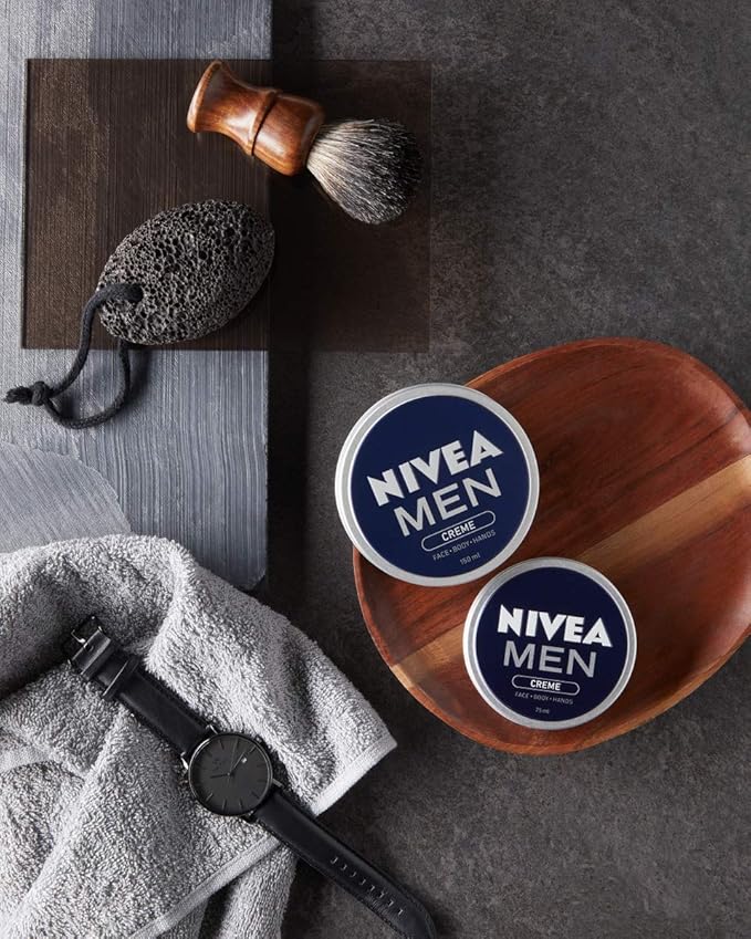 Nivea كريم نيفيا للرجال عبوة من 5 5 × 150 مل كريم مكثف للوجه والجسم واليدين مع فيتامين E مرطب للجسم بالكامل - Image 5