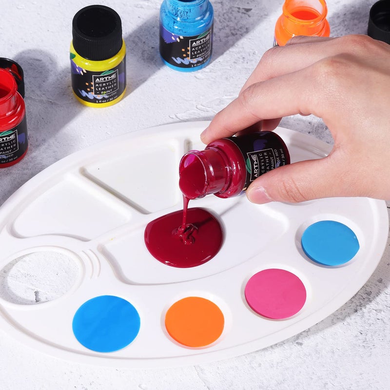 ARTME Acrylic Leather Paint Set, 20 Colors x 30ml Acrylic Leather Dye Kit Perfect for Shoes, Sneakers, Jackets, Sofa, and Car Seat - Image 4