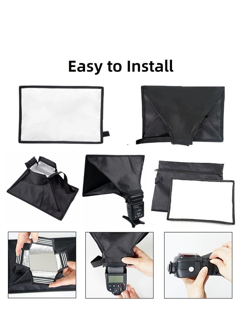 Flash Diffuser Speedlite Foldable Softbox compatible with Canon/Nikon/Godox/YONGNUO mounted on camera Speedlite