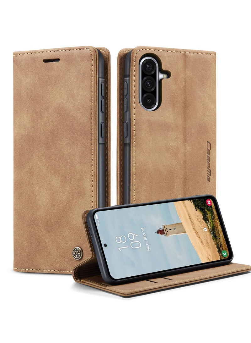 CaseMe Phone Case Luxury PU Leather Design 013 Flip Cover Card Slot Holder Cover For Samsung Galaxy A36 (Brown) - Image 3