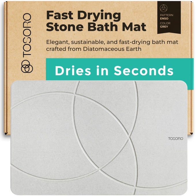 STONE BATH MAT DIATOMACEOUS EARTH NONSLIP STONE SHOWER MAT QUICK DRYING ABSORBENT BATH MATS FOR BATHROOM ELEGANT MODERN DESIGN EASY TO CLEAN 235 X 15 GREY