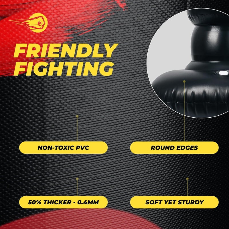 BOXERPOINT Inflatable Punching Bag for Kids Ages 3-8 - 63-Inch Freestanding Martial Arts Training Target for Karate, Taekwondo & MMA, Birthday Gift Toy - Boxing Bag - Image 4