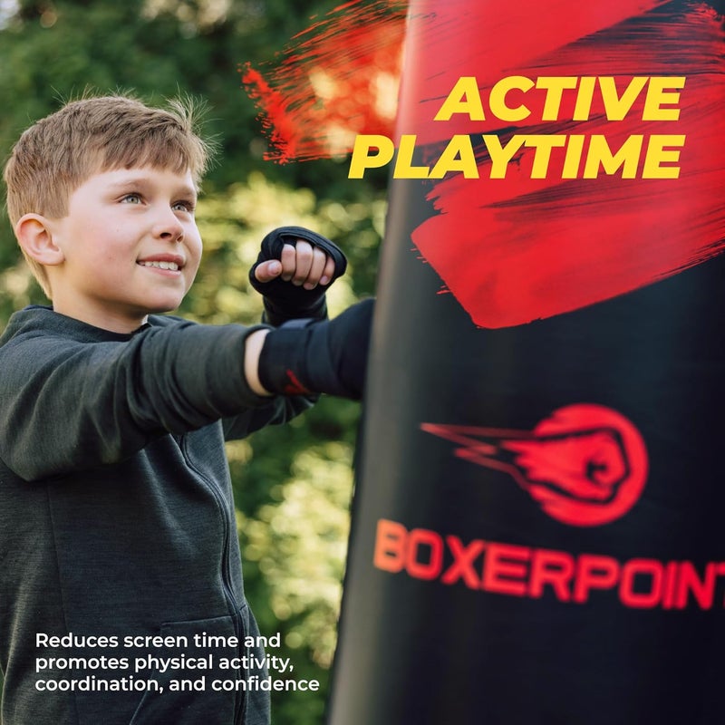 BOXERPOINT Inflatable Punching Bag for Kids Ages 3-8 - 63-Inch Freestanding Martial Arts Training Target for Karate, Taekwondo & MMA, Birthday Gift Toy - Boxing Bag - Image 2