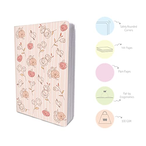 Factor Notes Notebook: 100 GSM Natural Shade Paper Journal Diary, A5, 144 Pages (The Pastel Pink Roses, Plain) - Image 3