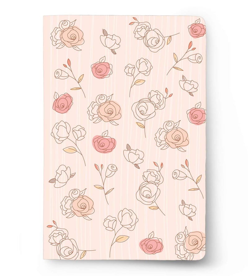 Factor Notes Notebook: 100 GSM Natural Shade Paper Journal Diary, A5, 144 Pages (The Pastel Pink Roses, Plain) - Image 1
