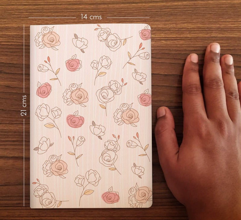 Factor Notes Notebook: 100 GSM Natural Shade Paper Journal Diary, A5, 144 Pages (The Pastel Pink Roses, Plain) - Image 4