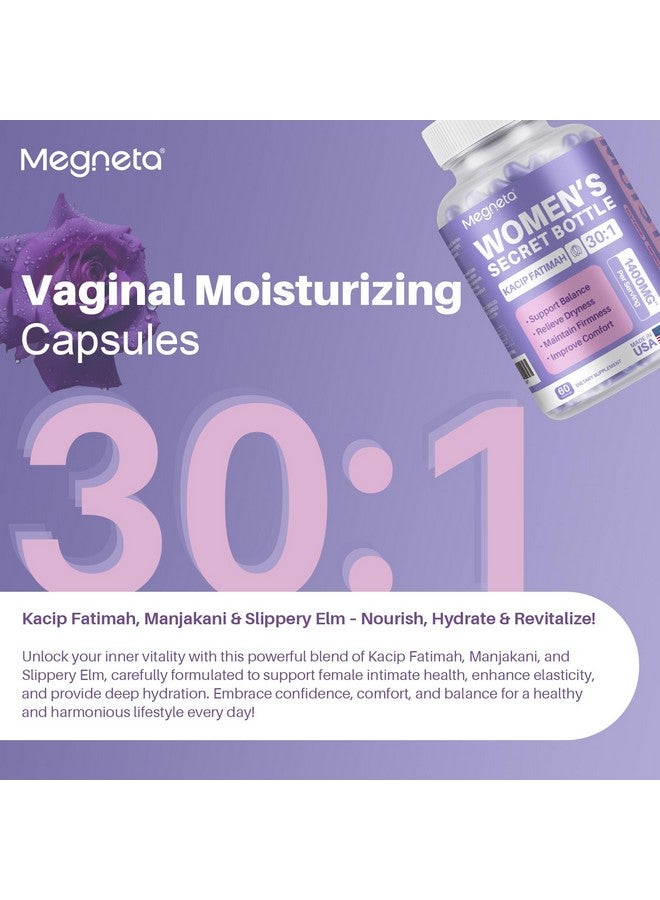 مرطب مهبلي MEGNETA، كاسيب فاطمة 1,000 ملغ ومانجاكيني 200 ملغ لصحة المرأة الحميمة، شجرة الزلق للنساء، نباتي، 60 كبسولة - Image 5