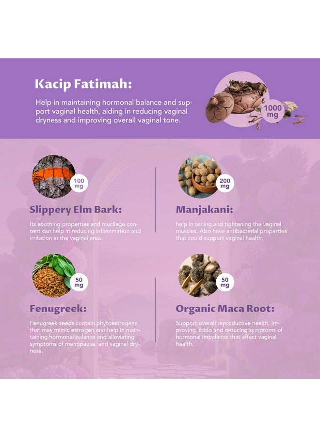 مرطب مهبلي MEGNETA، كاسيب فاطمة 1,000 ملغ ومانجاكيني 200 ملغ لصحة المرأة الحميمة، شجرة الزلق للنساء، نباتي، 60 كبسولة - Image 4
