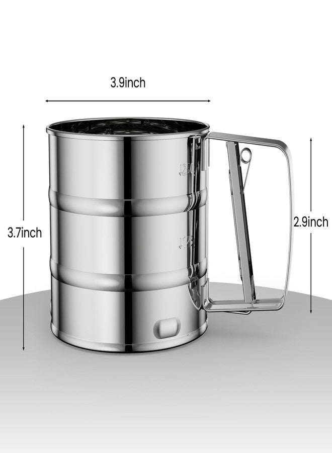 SHRISELL Flour Sifter/Atta chhani Hand Press Design Stainless Steel Flour Sifter Corrosion Resistant Large Capacity Flour Sieve Cup for Sugar Flour (1) - Image 2