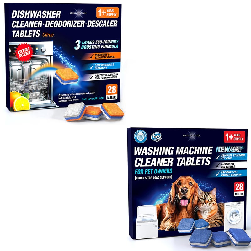 SHIMMERIX Washing Machine Cleaner Tablets for Pet Owners 28 Pack Dishwasher Cleaner Deodorizer Descaler Tablets 28 Pack Bundle 1 Plus Year Supply Septic Safe Eco Friendly Formula - Image 2