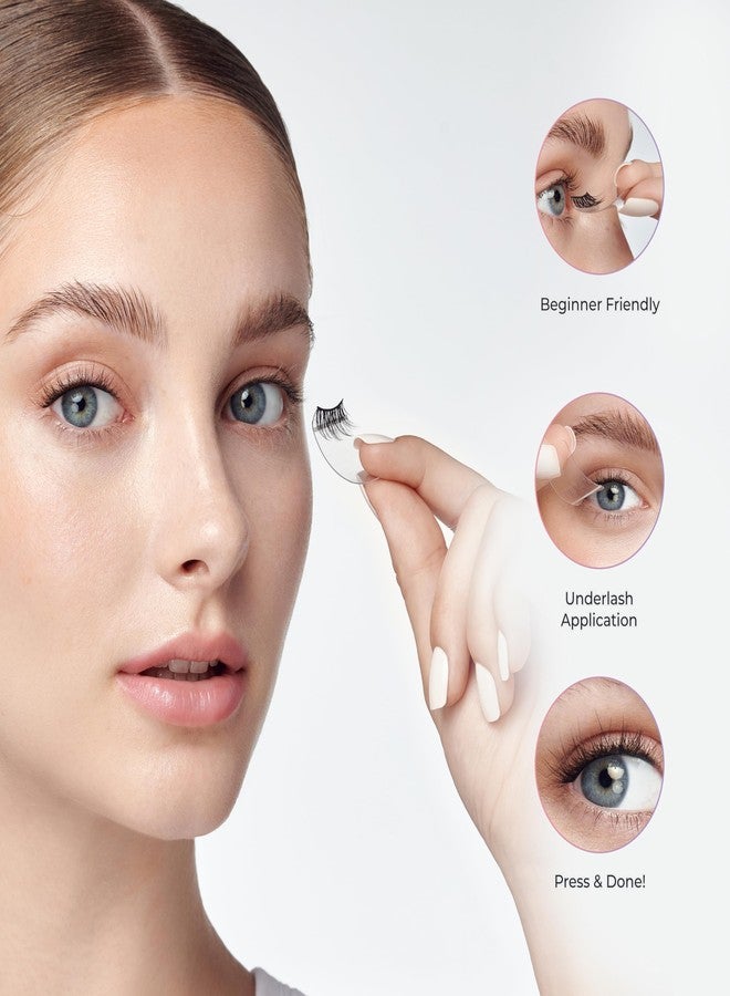 Impress KISS imPRESS Falsies Easy Tab Press On Self Adhesive Eyelashes, Black, 'Authentic Natural', 1 Pair of 5mm-7mm Inner Natural Volume Eyelash Clusters & 1 Pair of 7mm-9mm Outer Half-Lashes with Easy Tabs - Image 3