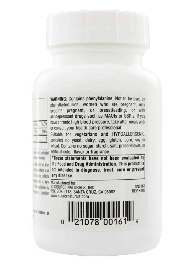 Source Naturals L-Phenylalanine Free Form Essential Amino Acid* - 100 Tablets - Image 4
