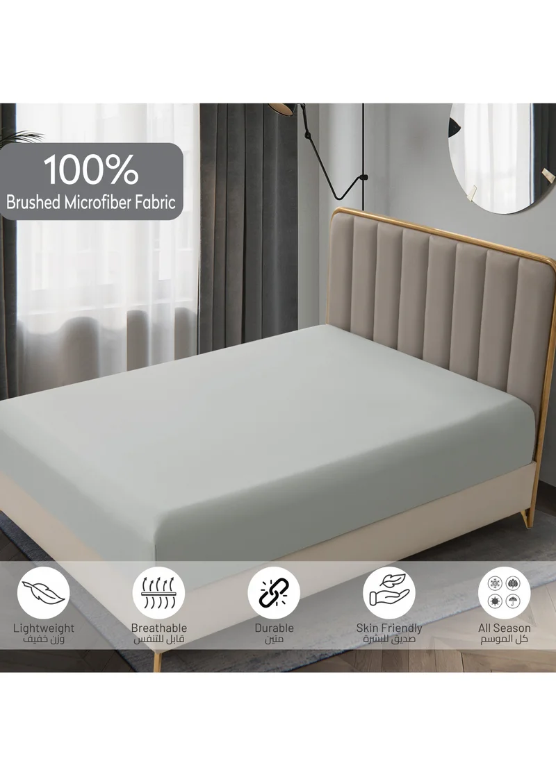 Donetella Bedding Fitted Sheet Set 3-Pcs Super King Size (200x200 CM)Solid Soft & Silky Extra Deep Cooling Bed Sheet Brushed MIcrofiber , White