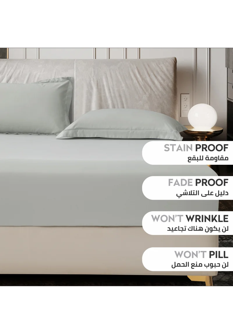 Donetella Bedding Fitted Sheet Set 3-Pcs Super King Size (200x200 CM)Solid Soft & Silky Extra Deep Cooling Bed Sheet Brushed MIcrofiber , White