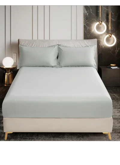 Donetella Bedding Fitted Sheet Set 3-Pcs Super King Size (200x200 CM)Solid Soft & Silky Extra Deep Cooling Bed Sheet Brushed MIcrofiber , White