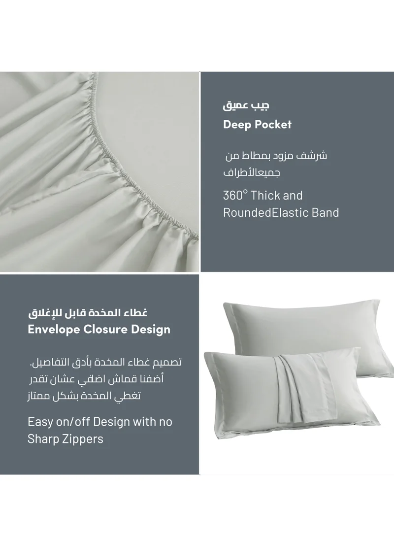 Donetella Bedding Fitted Sheet Set 3-Pcs Super King Size (200x200 CM)Solid Soft & Silky Extra Deep Cooling Bed Sheet Brushed MIcrofiber , White