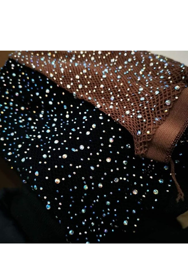 Generic - Womens High Waist Tights Fishnet Stockings Thigh High Pantyhose High Waist Tights Sparkle Rhinestone Fishnets Party Rhinestone Mesh Stockings - Image 1