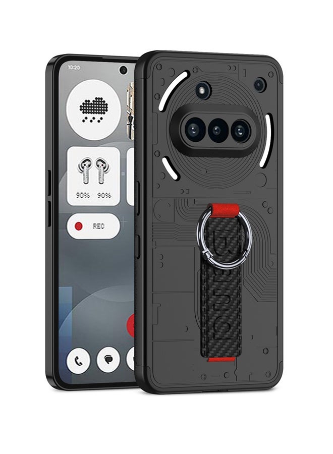 إكس ليفيل جراب Nothing 3A، مع حزام معصم، لا يصفر أبدًا، جراب Nothing-Phone 3A، مقاوم للصدمات بزاوية مدمجة، جراب PC صلب مقاوم للصدمات واقٍ للكاميرا رفيع ورفيع لهاتف Nothing Phone 3A أسود - Image 1