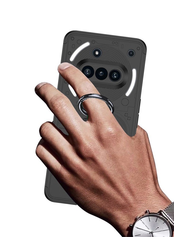 إكس ليفيل جراب Nothing 3A، مع حزام معصم، لا يصفر أبدًا، جراب Nothing-Phone 3A، مقاوم للصدمات بزاوية مدمجة، جراب PC صلب مقاوم للصدمات واقٍ للكاميرا رفيع ورفيع لهاتف Nothing Phone 3A أسود - Image 5