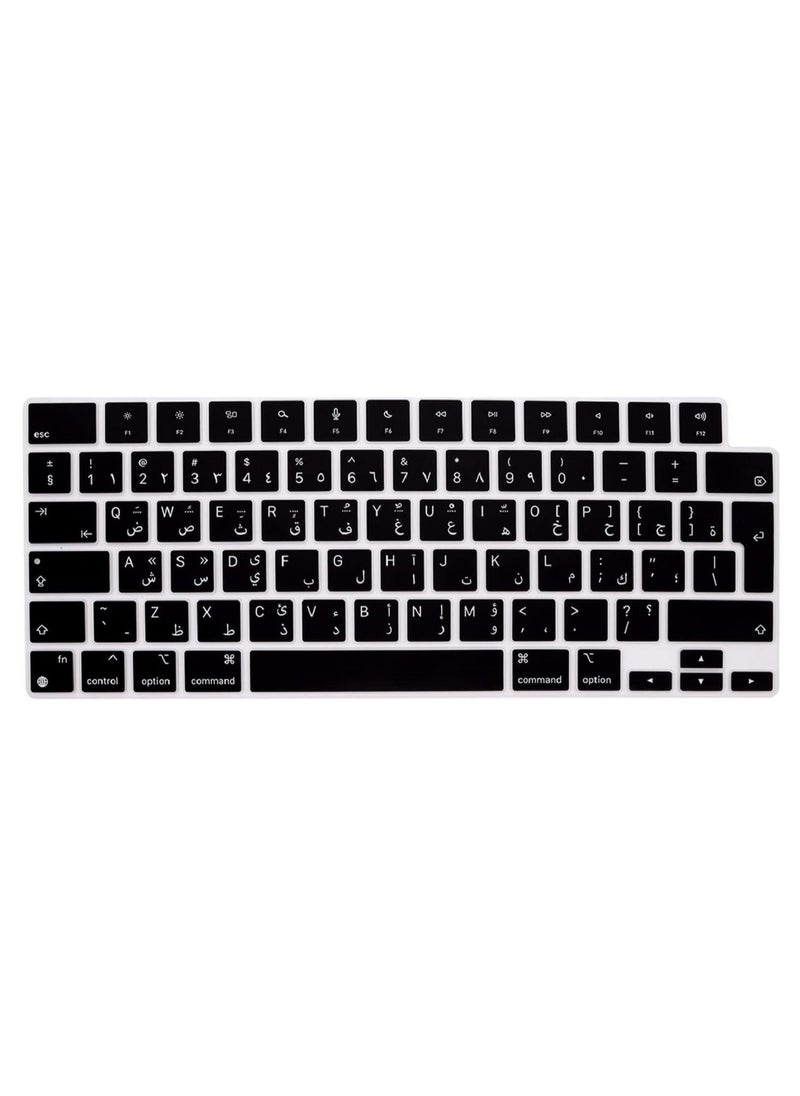 AMM - EU/UK Layout Arabic English Keyboard Cover Compatible with MacBook New Air 13.6" & 15.3" M4/M3/M2 Model:-A3113/A2681/A2941/A3114 Release 2024/2023/2022"& MacBook Pro 14.2" & 16.2" M4/M3/M2/M1 Model:- A3112/A3185/A3401/A2992/A2918/A2779/A2442/ A3403/A3186/A2991/A2780/A2485 Release 2024-2021" Black - Image 1