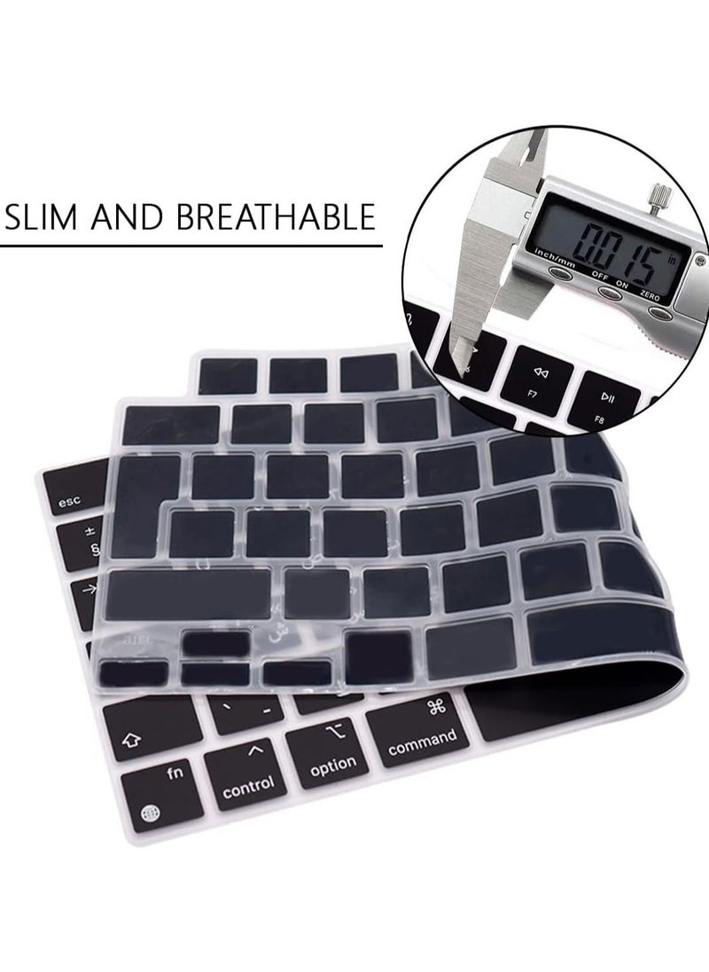 AMM - EU/UK Layout Arabic English Keyboard Cover Compatible with MacBook New Air 13.6" & 15.3" M4/M3/M2 Model:-A3113/A2681/A2941/A3114 Release 2024/2023/2022"& MacBook Pro 14.2" & 16.2" M4/M3/M2/M1 Model:- A3112/A3185/A3401/A2992/A2918/A2779/A2442/ A3403/A3186/A2991/A2780/A2485 Release 2024-2021" Black - Image 1