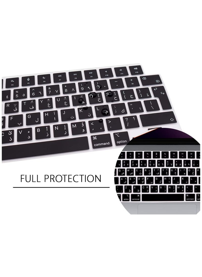 AMM - EU/UK Layout Arabic English Keyboard Cover Compatible with MacBook New Air 13.6" & 15.3" M4/M3/M2 Model:-A3113/A2681/A2941/A3114 Release 2024/2023/2022"& MacBook Pro 14.2" & 16.2" M4/M3/M2/M1 Model:- A3112/A3185/A3401/A2992/A2918/A2779/A2442/ A3403/A3186/A2991/A2780/A2485 Release 2024-2021" Black - Image 1