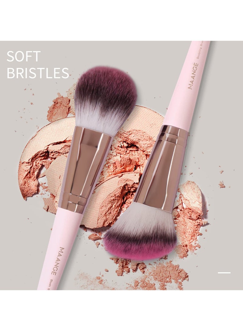 MAANGE Makeup Brushes with Case, 18 Pcs Professional Makeup Brush Set Premium Synthetic Face Kabuki Brush Kit Foundation Blush Powder Eyeshadow Brushes Set - Image 3
