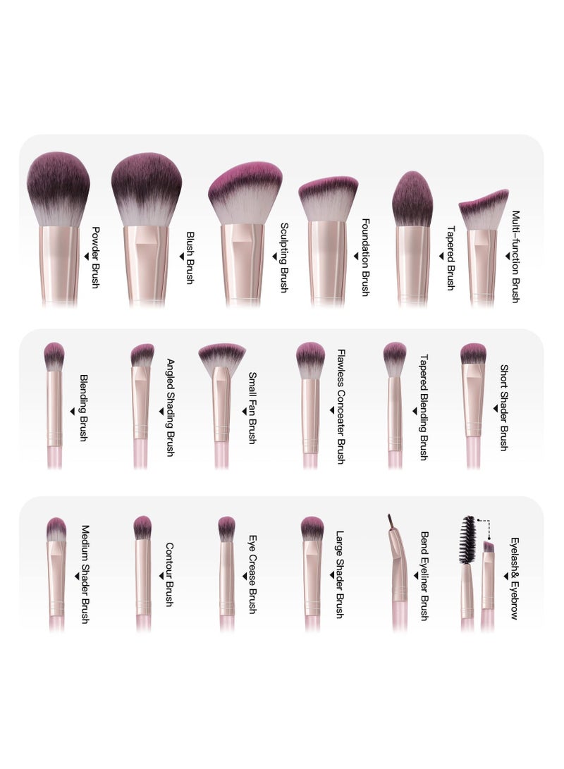 MAANGE Makeup Brushes with Case, 18 Pcs Professional Makeup Brush Set Premium Synthetic Face Kabuki Brush Kit Foundation Blush Powder Eyeshadow Brushes Set - Image 2
