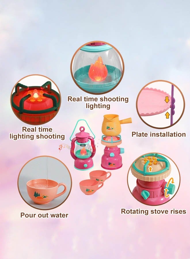 إيزي سو مجموعة صينية ألعاب شاي ما بعد الظهيرة باللون الوردي، 37 قطعة، مجموعة ألعاب طبخ، ألعاب محاكاة لحفلات شاي ما بعد الظهيرة، ملحقات ألعاب مطبخ الطعام التظاهري، ألعاب تعليمية هدايا للبنات والأولاد من سن 3 سنوات فما فوق - Image 4
