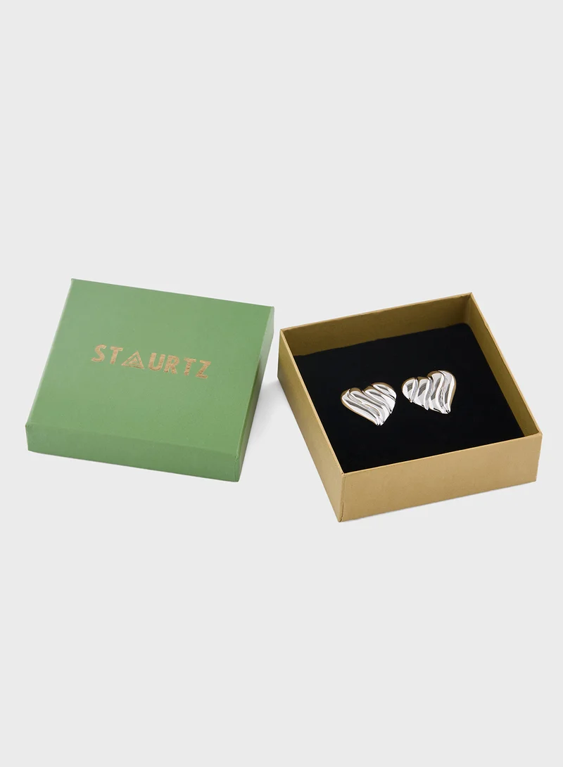 Staurtz Spiral Heart Earrings - Silver