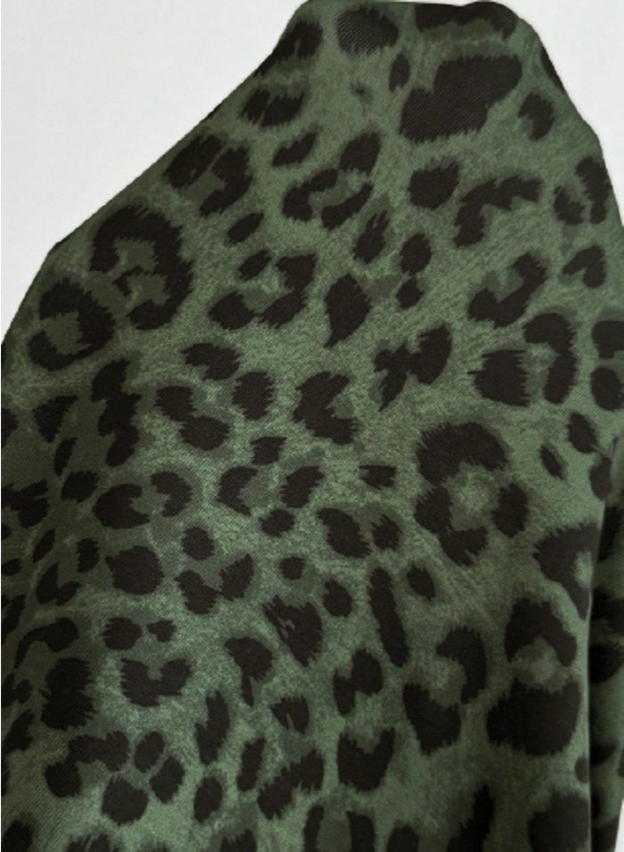 SHEIN Essnce Women Elegant Leopard Print Oblique Collar Slim Fit Long Sleeve T-Shirt - Image 3