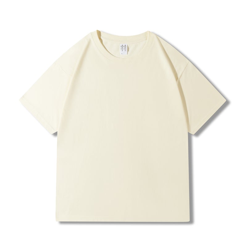 230G 40 Count Xinjiang Combed Cotton Heavyweight Pure Cotton Short-Sleeved T-Shirt For Men And Women Pure Color Round Neck White T-Shirt Bottoming Shirt - Image 5