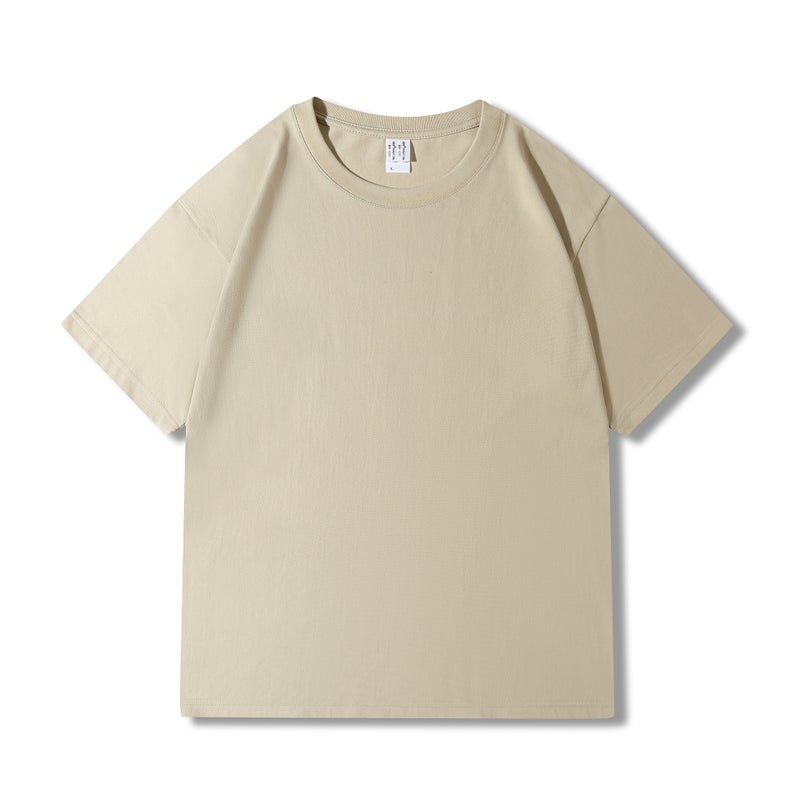 230G 40 Count Xinjiang Combed Cotton Heavyweight Pure Cotton Short-Sleeved T-Shirt For Men And Women Pure Color Round Neck White T-Shirt Bottoming Shirt - Image 4