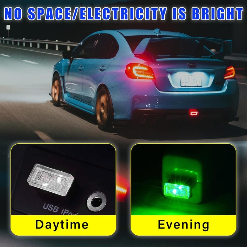 Augeny 4 PCS USB LED Car Interior Atmosphere Lamp, Plug-in USB Decor Night Light, Portable Auto Ambient Lighting Kit, Universal Vehicle Interior Accessories for Most Cars (Green) - Image 4
