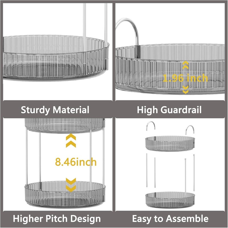 Asayuee 360 Rotating Makeup Organizer,3 Tier Large Capacity Make Up Organizers and Storage,Makeup Organizer for Bathroom,Cosmetic Perfume Stand Organizer(Grey-3 Tier) - Image 3