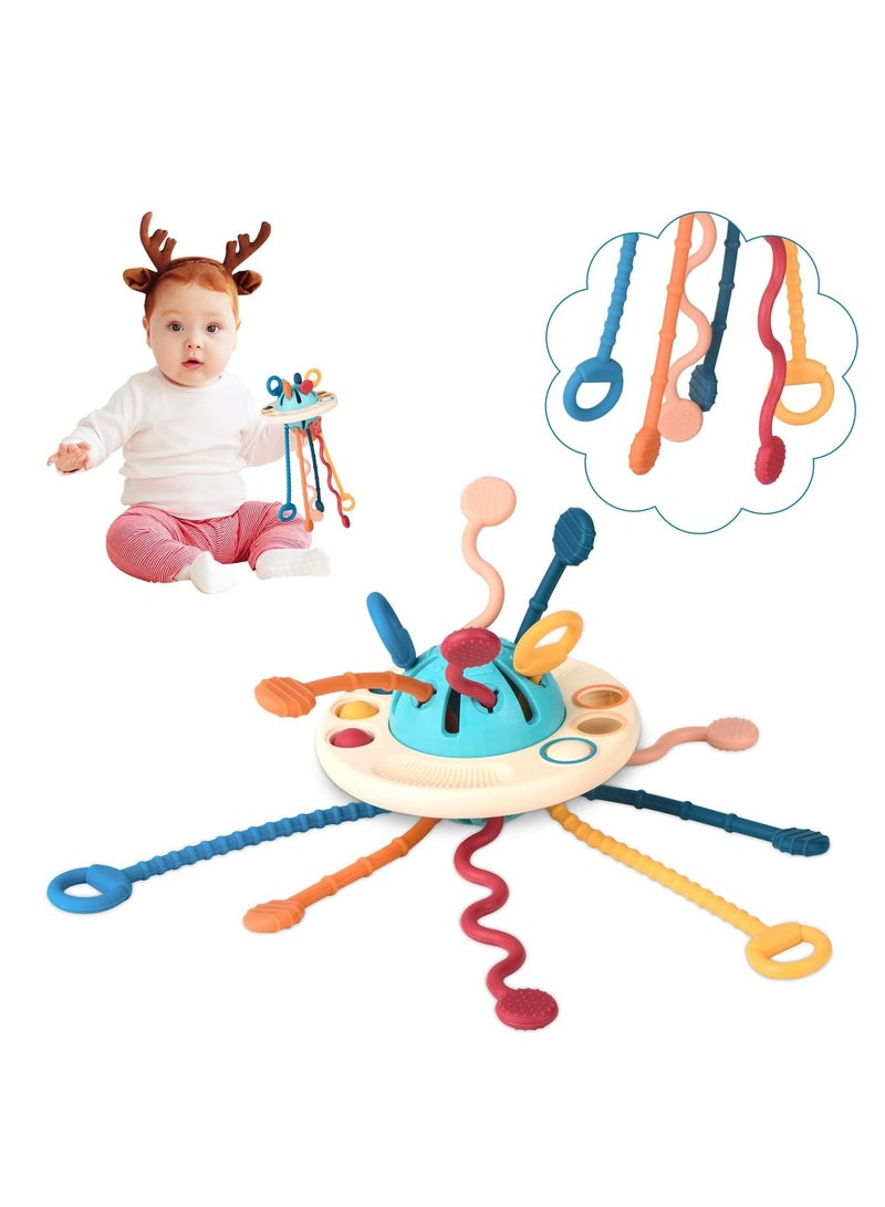 Montessori Toys for Baby 1+ Years Old, Sensory Development Toys for Toddlers 1-3, Multi-Textured Silicone Pull String Travel Toy for 18+ Months, Gift for Baby Shower  - Image 1