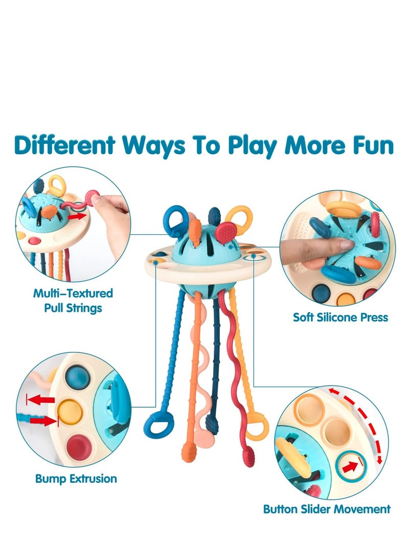 Montessori Toys for Baby 1+ Years Old, Sensory Development Toys for Toddlers 1-3, Multi-Textured Silicone Pull String Travel Toy for 18+ Months, Gift for Baby Shower  - Image 2