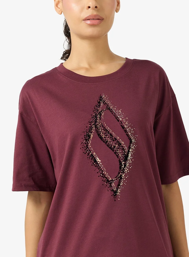 SKECHERS Gold Splatter Diamond T-Shirt