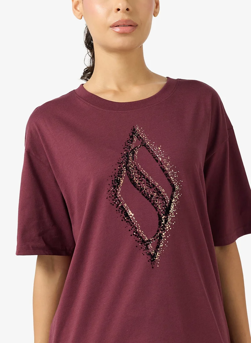 SKECHERS Gold Splatter Diamond T-Shirt