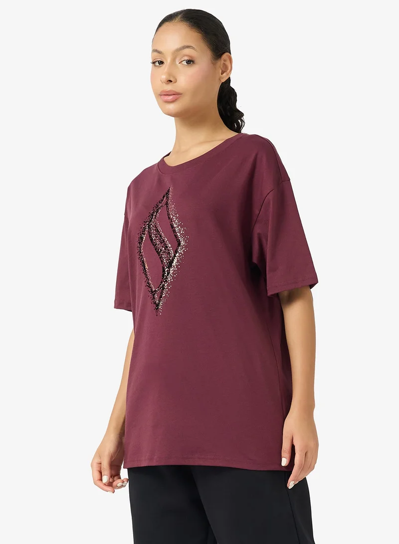SKECHERS Gold Splatter Diamond T-Shirt