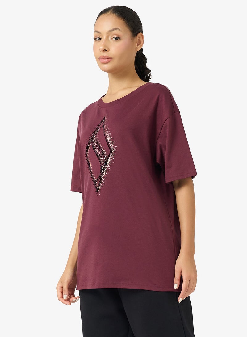 SKECHERS Gold Splatter Diamond T-Shirt - Image 1