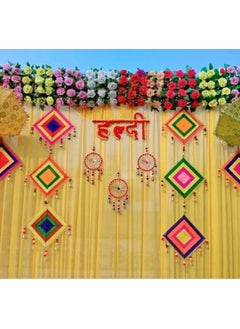SP SELLPLUS Sellplus Backdrop Setup for Mehndi haldi Marrige Pooja ganpati Home Decoration Combo of Marigold Strings Set 47 